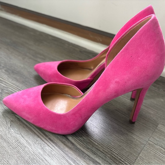 Jessica Simpson Prizma Hot Shot Pink Suede Pump Sz 7.5 - Picture 5 of 9